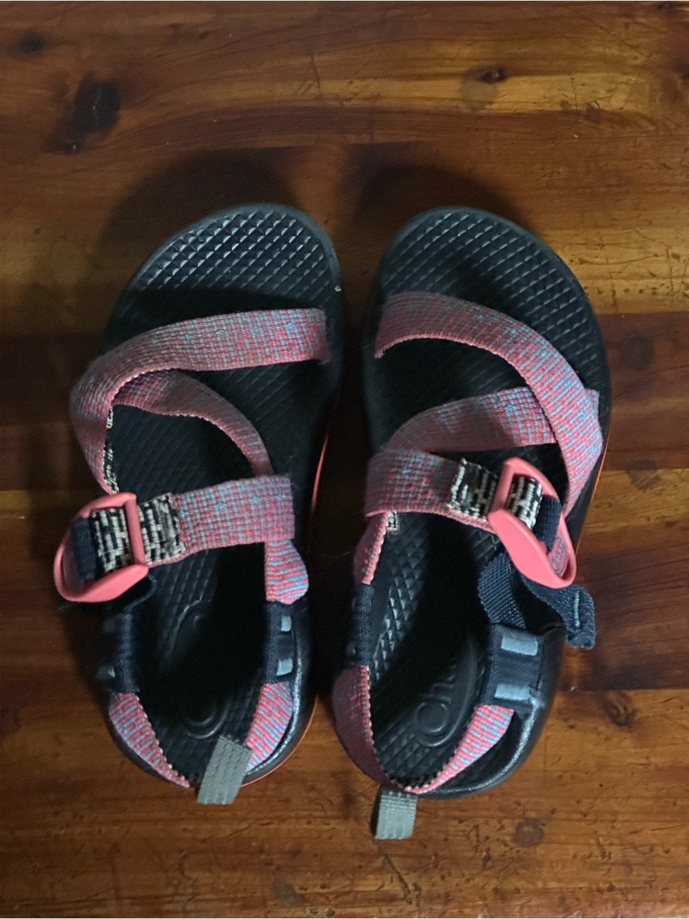 Toddler Chacos Coral and Black Adjustable Strap Sandals